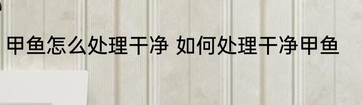 甲鱼怎么处理干净 如何处理干净甲鱼