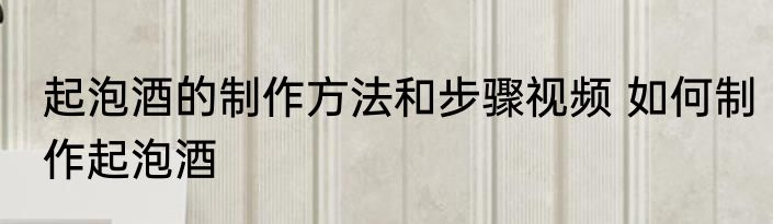 起泡酒的制作方法和步骤视频 如何制作起泡酒