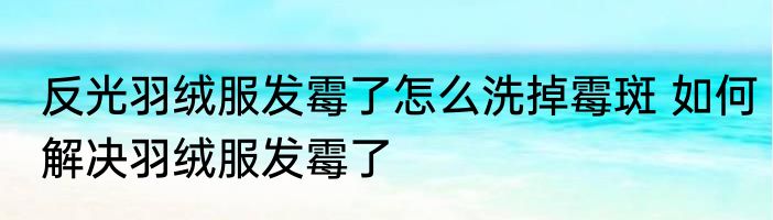 反光羽绒服发霉了怎么洗掉霉斑 如何解决羽绒服发霉了