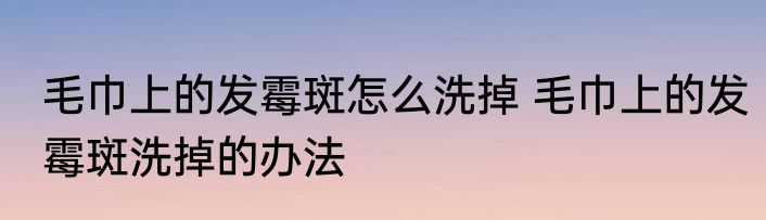 毛巾上的发霉斑怎么洗掉 毛巾上的发霉斑洗掉的办法