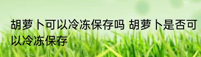 胡萝卜可以冷冻保存吗 胡萝卜是否可以冷冻保存