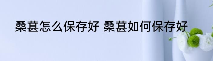 桑葚怎么保存好 桑葚如何保存好