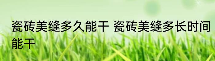 瓷砖美缝多久能干 瓷砖美缝多长时间能干