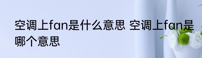 空调上fan是什么意思 空调上fan是哪个意思