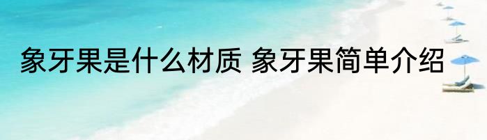象牙果是什么材质 象牙果简单介绍