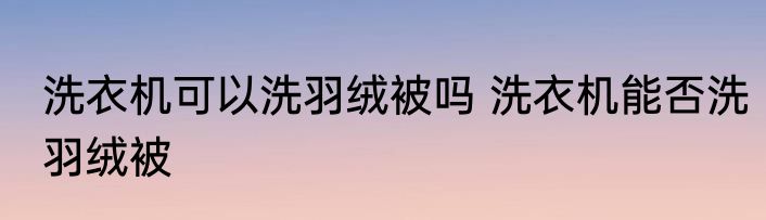 洗衣机可以洗羽绒被吗 洗衣机能否洗羽绒被