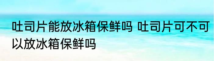 吐司片能放冰箱保鲜吗 吐司片可不可以放冰箱保鲜吗