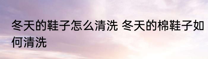 冬天的鞋子怎么清洗 冬天的棉鞋子如何清洗