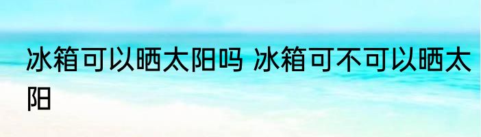 冰箱可以晒太阳吗 冰箱可不可以晒太阳