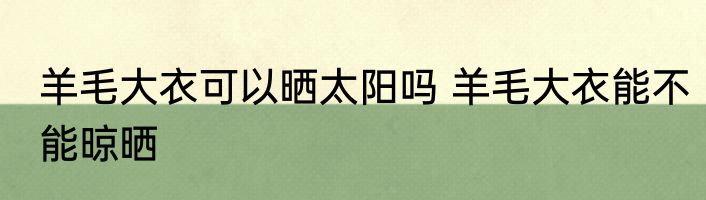 羊毛大衣可以晒太阳吗 羊毛大衣能不能晾晒