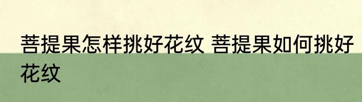 菩提果怎样挑好花纹 菩提果如何挑好花纹