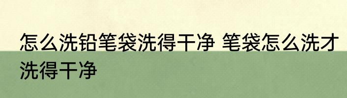 怎么洗铅笔袋洗得干净 笔袋怎么洗才洗得干净