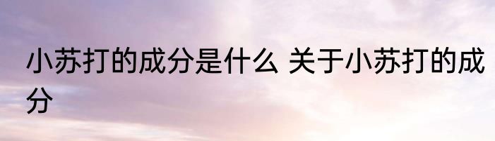 小苏打的成分是什么 关于小苏打的成分