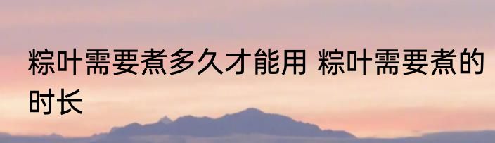 粽叶需要煮多久才能用 粽叶需要煮的时长