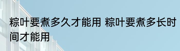 粽叶要煮多久才能用 粽叶要煮多长时间才能用