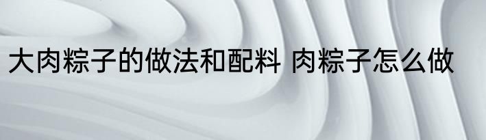 大肉粽子的做法和配料 肉粽子怎么做