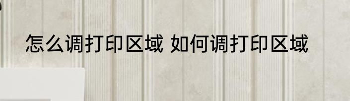怎么调打印区域 如何调打印区域
