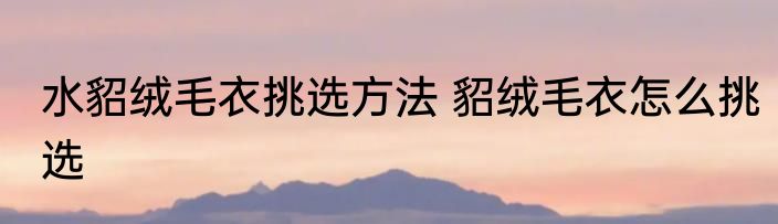 水貂绒毛衣挑选方法 貂绒毛衣怎么挑选