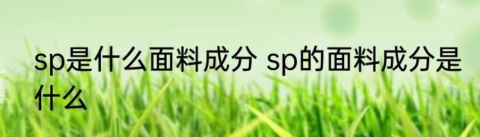 sp是什么面料成分 sp的面料成分是什么