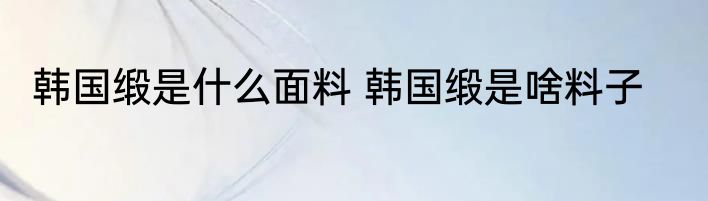 韩国缎是什么面料 韩国缎是啥料子