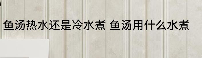 鱼汤热水还是冷水煮 鱼汤用什么水煮