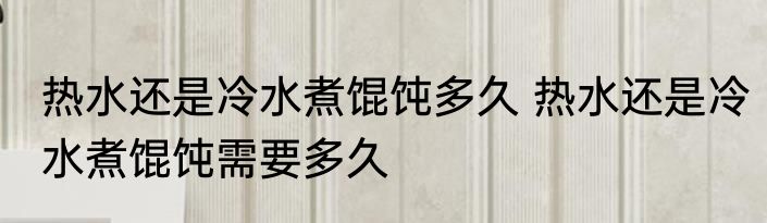 热水还是冷水煮馄饨多久 热水还是冷水煮馄饨需要多久
