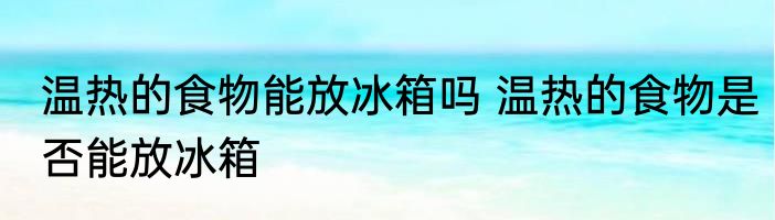 温热的食物能放冰箱吗 温热的食物是否能放冰箱