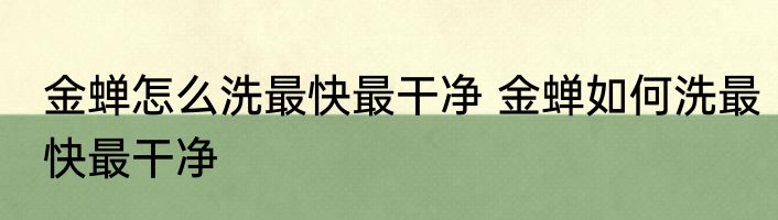 金蝉怎么洗最快最干净 金蝉如何洗最快最干净
