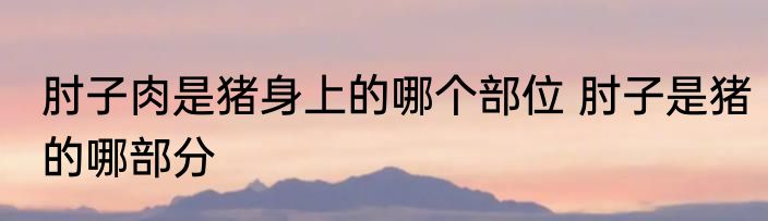 肘子肉是猪身上的哪个部位 肘子是猪的哪部分