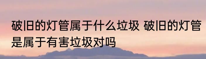 破旧的灯管属于什么垃圾 破旧的灯管是属于有害垃圾对吗