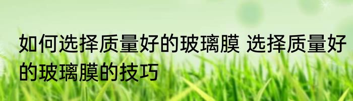 如何选择质量好的玻璃膜 选择质量好的玻璃膜的技巧