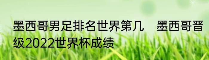 墨西哥男足排名世界第几 墨西哥晋级2022世界杯成绩