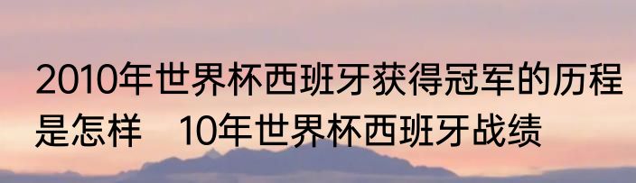 2010年世界杯西班牙获得冠军的历程是怎样　10年世界杯西班牙战绩