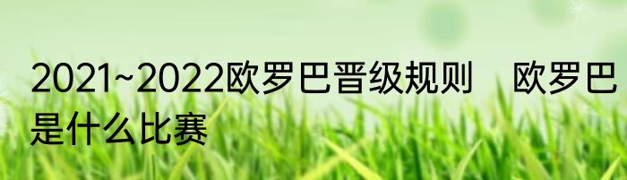 2021~2022欧罗巴晋级规则　欧罗巴是什么比赛