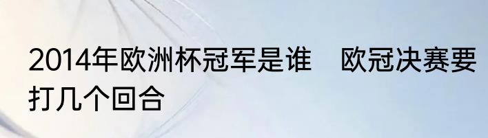 2014年欧洲杯冠军是谁　欧冠决赛要打几个回合