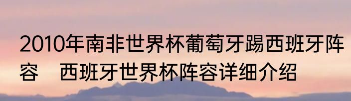 2010年南非世界杯葡萄牙踢西班牙阵容　西班牙世界杯阵容详细介绍