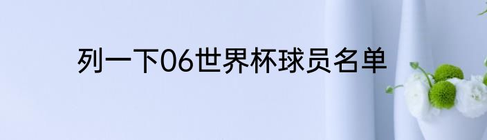 列一下06世界杯球员名单