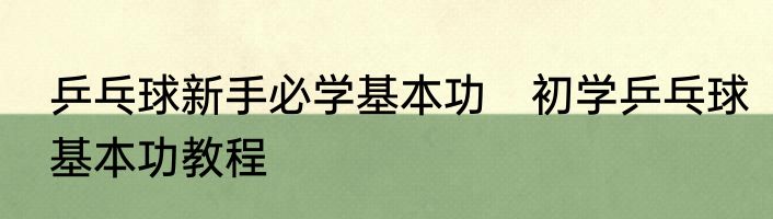 乒乓球新手必学基本功　初学乒乓球基本功教程