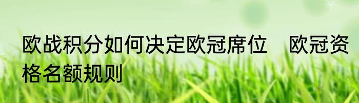 欧战积分如何决定欧冠席位　欧冠资格名额规则