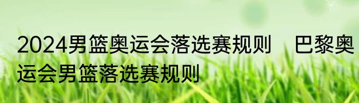2024男篮奥运会落选赛规则　巴黎奥运会男篮落选赛规则