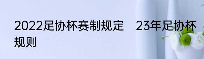 2022足协杯赛制规定　23年足协杯规则