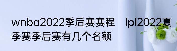 wnba2022季后赛赛程　lpl2022夏季赛季后赛有几个名额
