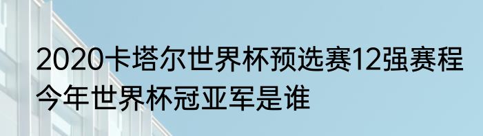 2020卡塔尔世界杯预选赛12强赛程　今年世界杯冠亚军是谁