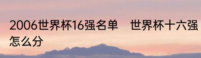 2006世界杯16强名单　世界杯十六强怎么分