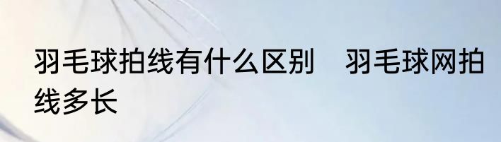 羽毛球拍线有什么区别　羽毛球网拍线多长