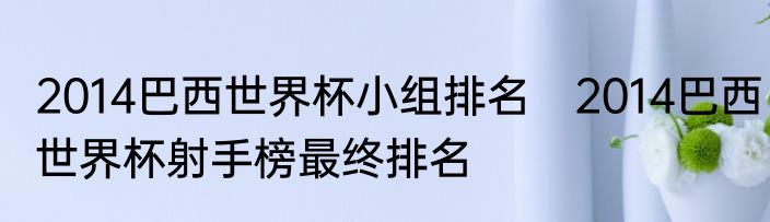 2014巴西世界杯小组排名　2014巴西世界杯射手榜最终排名