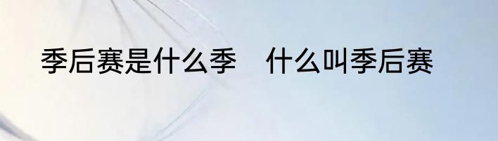 季后赛是什么季　什么叫季后赛