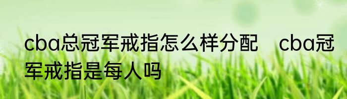 cba总冠军戒指怎么样分配　cba冠军戒指是每人吗