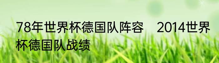 78年世界杯德国队阵容　2014世界杯德国队战绩
