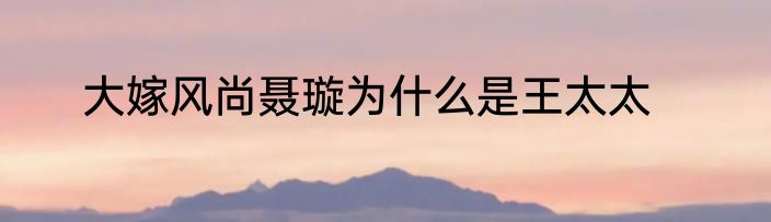 大嫁风尚聂璇为什么是王太太